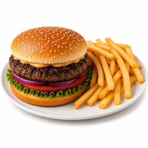 Hamburguesa de res con papas a la francesa
